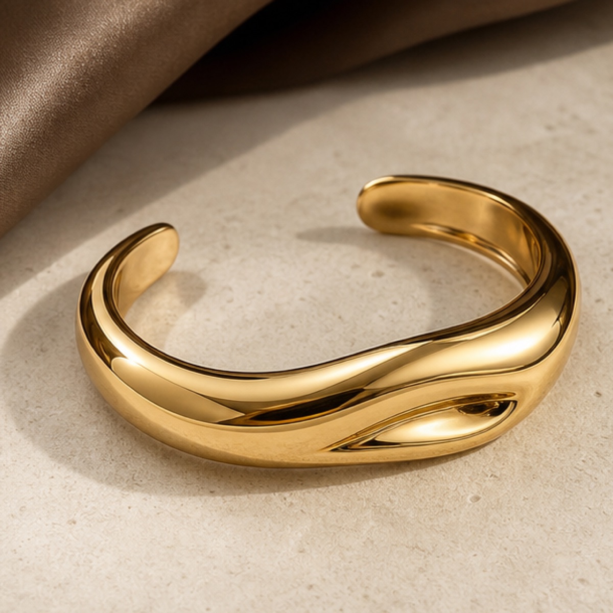 Orbit Cuff Bracelet styled on warm stone